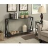 Weathered Grey Wood Console Sofa Table with Bottom Shelf and Metal Frame - Image 3