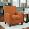 Orange Fabric Contemporary Living Room Arm Chair with Wood Legs - Image 2