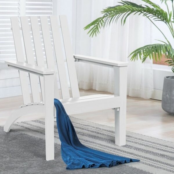 Indoor/Outdoor Acacia Wood Adirondack Lounge Armchair - White - Image 2