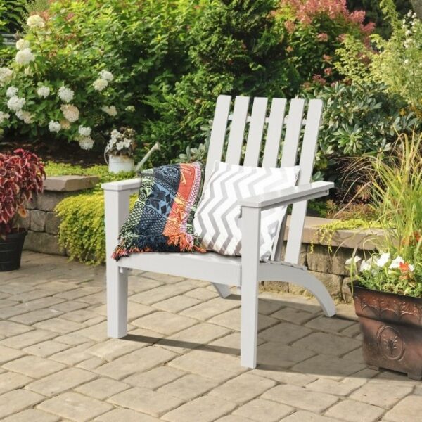 Indoor/Outdoor Acacia Wood Adirondack Lounge Armchair - White - Image 3