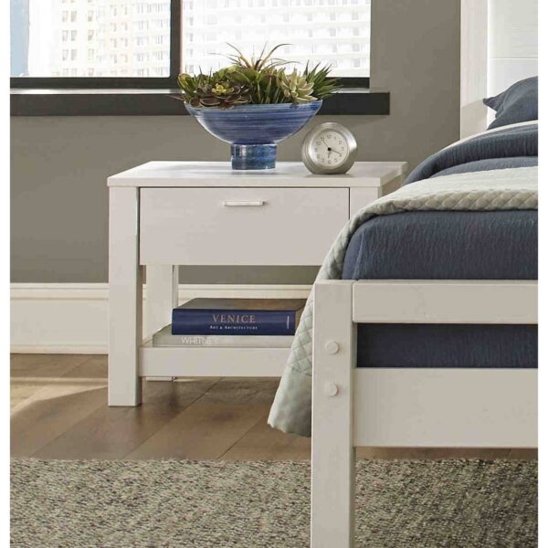 FarmHouse Traditional Rustic White 1 Drawer Nightstand - Image 3