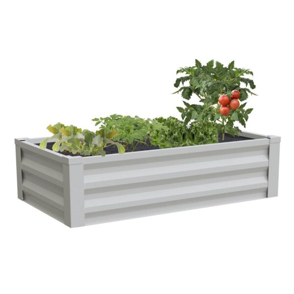 White Powder Coated Metal Raised Garden Bed Planter Made In USA - Image 2
