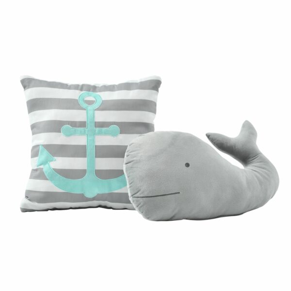Full/Queen 5 Piece Microfiber Quilt Set in Teal Pink Aqua Waves Whale Pattern - Image 4