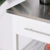 White Rolling Kitchen Island 2 Drawers Storage with Stainless Steel Top - Image 2