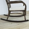 Indoor/Outdoor Patio Porch Mocha Wicker Rocking Chair with Beige Cushion - Image 4