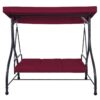 Dark Red Burgundy 3 Seat Cushioned Porch Patio Canopy Swing Chair - Image 3