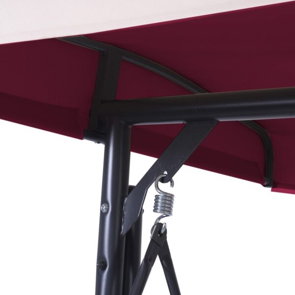Dark Red Burgundy 3 Seat Cushioned Porch Patio Canopy Swing Chair - Image 4