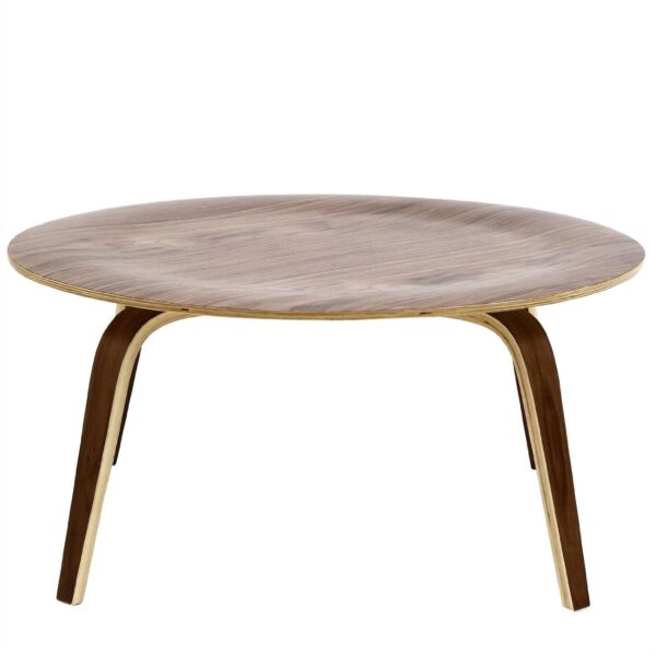 Modern Molded Plywood Mid-Century Style Coffee Table in Walnut Wood Finish - Image 2