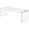 White Modern Rectangular Coffee Table with Tempered Glass Legs - Image 2