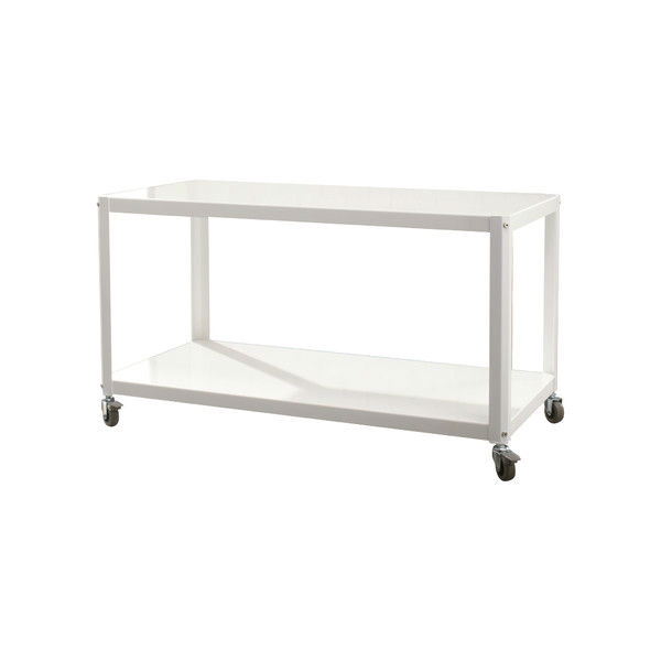 White Metal Modern TV Stand Cart with Bottom Storage Shelf - Image 2