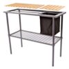 Outdoor Metal Garden Bench Work Table with Wood Top - Image 2