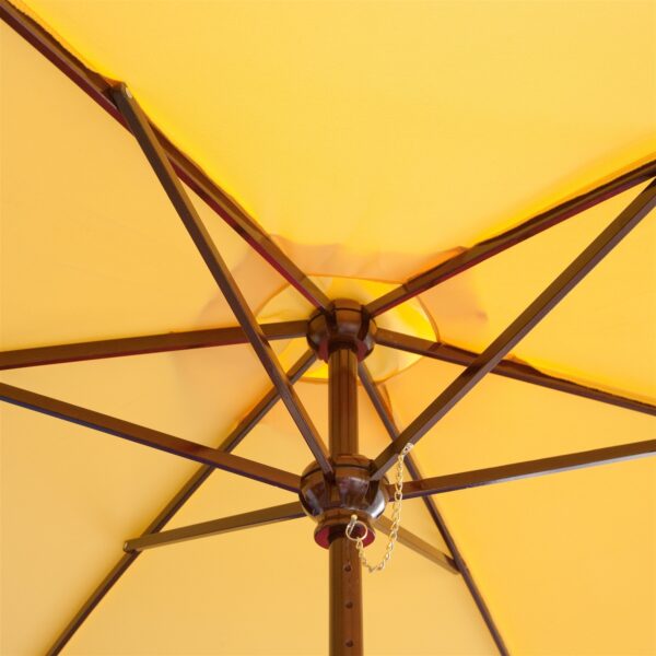 Yellow 7.5-Ft Patio Umbrella with Dark Mahogany Stained Pole - Image 2