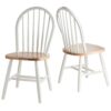 Set of 2 - Classic Wood Dining Chairs in Natural & White