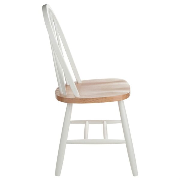 Set of 2 - Classic Wood Dining Chairs in Natural & White - Image 3