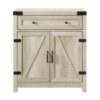 Rustic Farmhouse Barn Door Accent Storage Cabinet White Oak - Image 2