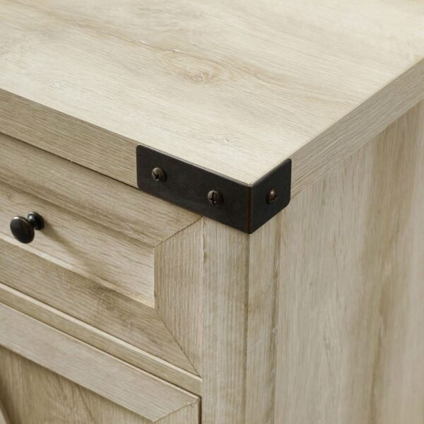 Rustic Farmhouse Barn Door Accent Storage Cabinet White Oak - Image 3