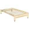 Twin Unfinished Solid Wood Platform Bed Frame with Casters Wheels - Image 2