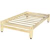 Twin Unfinished Solid Wood Platform Bed Frame with Casters Wheels - Image 3