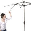 7.5-Ft Patio Umbrella for Outdoor Garden with Tilt Navy Shade and Champagne Pole - Image 2