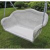 White Resin Wicker Porch Swing with 4-ft Hanging Chain - Image 2