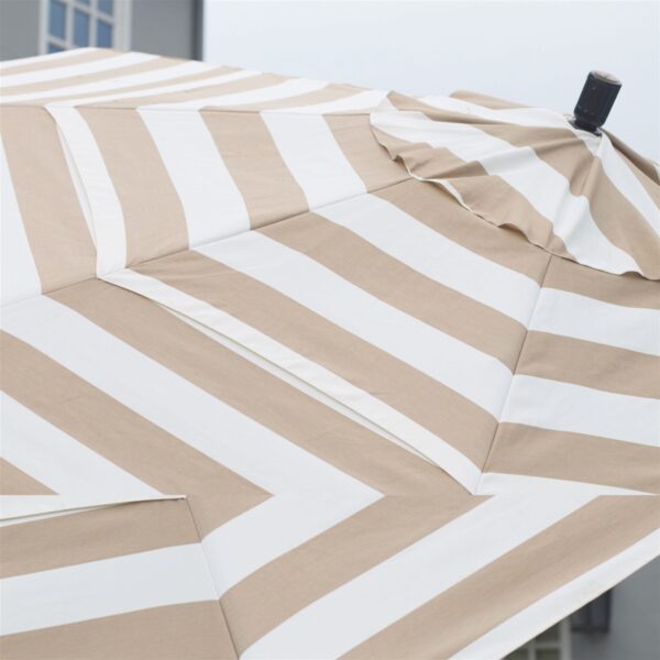 Beige and White Stripe 7.5-Ft Collar Tilt Patio Umbrella with Crank - Image 2