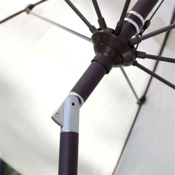 Beige and White Stripe 7.5-Ft Collar Tilt Patio Umbrella with Crank - Image 3