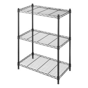 Small 3-Shelf Storage Rack Shelving Unit in Black Metal