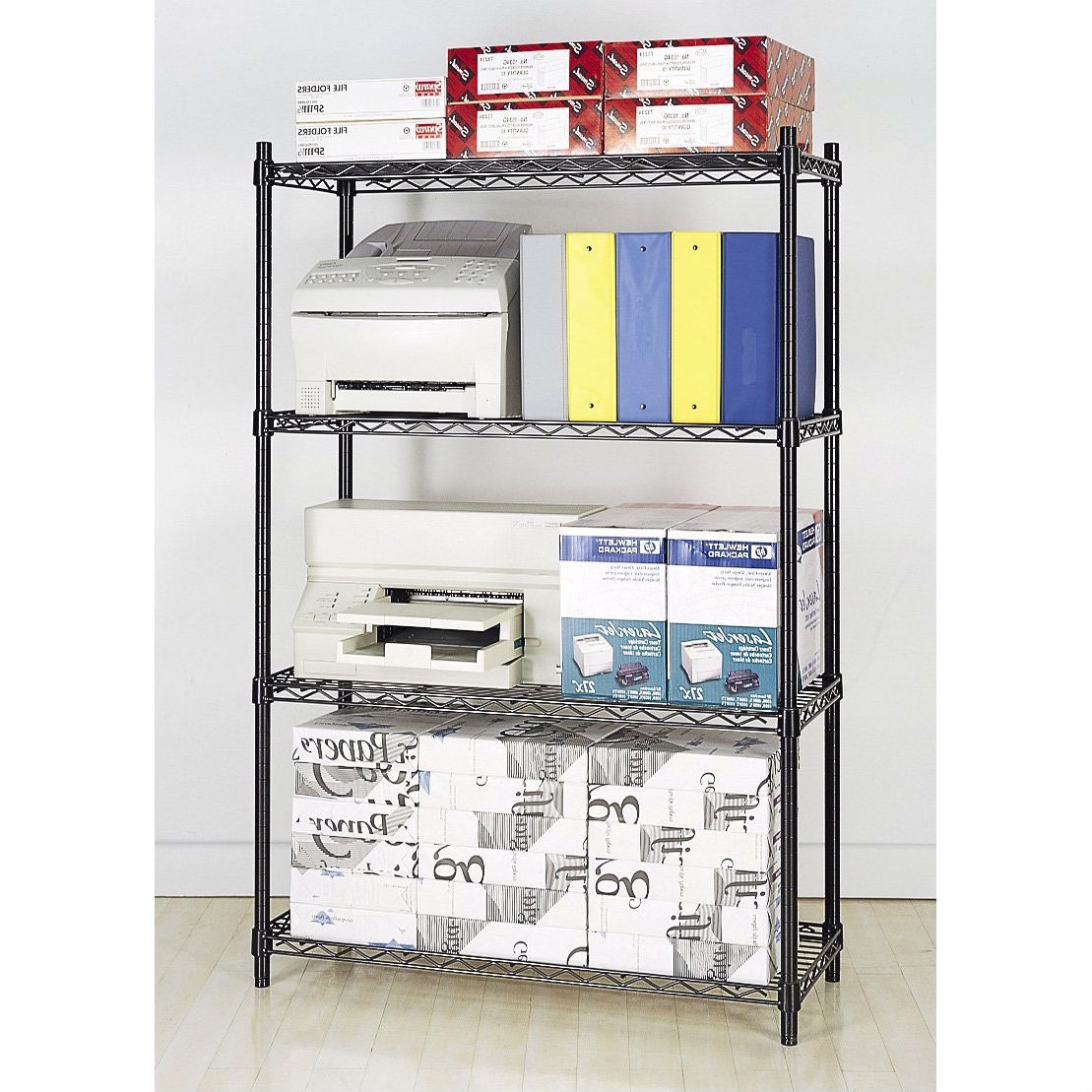 4-Shelf Black Metal Wire Shelving Unit - Each Shelf Holds up to 350 lbs - Image 2