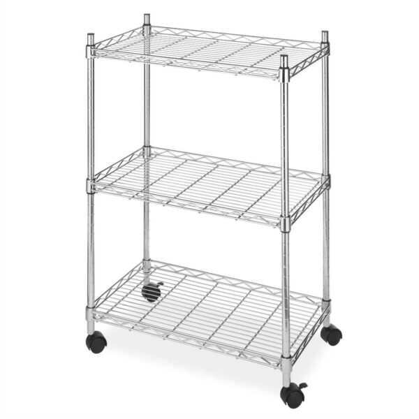 3-Tier Metal Cart on Wheels for Kitchen Microwave Bathroom Garage - Image 3