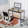 Modern Home Office Laptop Computer Desk Table with Black Metal Frame Wood Top - Image 4