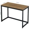 Modern Home Office Laptop Computer Desk Table with Black Metal Frame Wood Top - Image 5