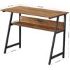 39-inch Home Office Laptop Computer Desk Table Black Metal Wood Top with Shelf - Image 5