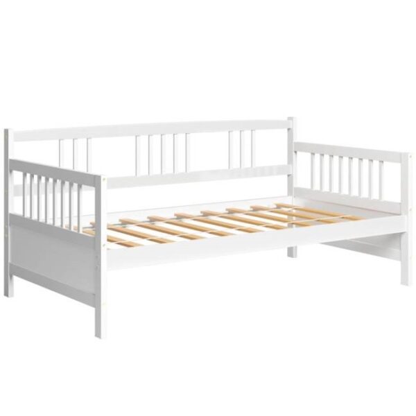 Twin size 2-in-1 Wood Daybed Frame Sofa Bed in White Finish - Image 2
