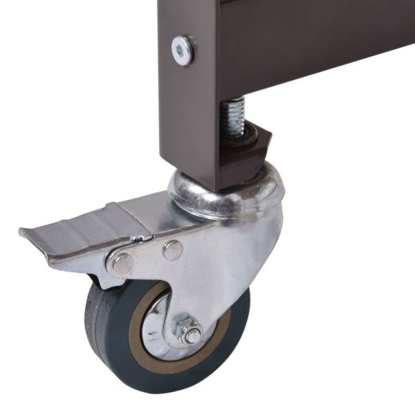 Industrial Modern Steel Frame Wood Top Computer Desk with Locking Wheels - Image 4