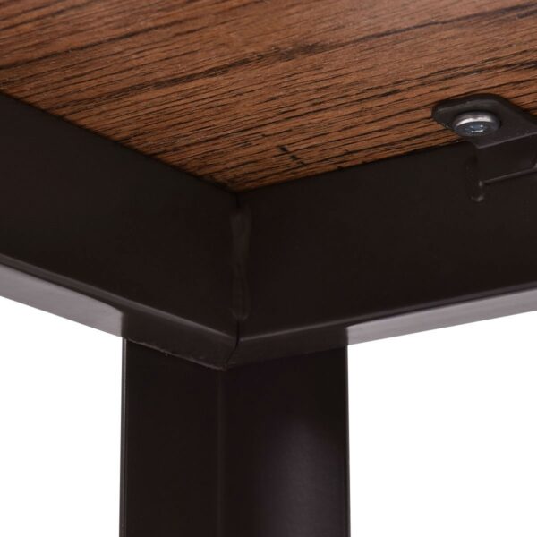 Industrial Modern Steel Frame Wood Top Computer Desk with Locking Wheels - Image 5