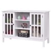 White Wood 43-inch TV Stand with Glass Panel Doors - Image 2