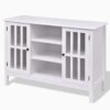 White Wood 43-inch TV Stand with Glass Panel Doors - Image 3