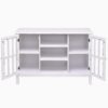 White Wood 43-inch TV Stand with Glass Panel Doors - Image 4