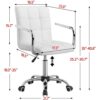 White Modern Faux Leather Mid-Back Swivel Office Chair with Armrests and Wheels - Image 5