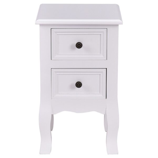 White Wooden 2-Drawer Accent End Table Nightstand - Image 3