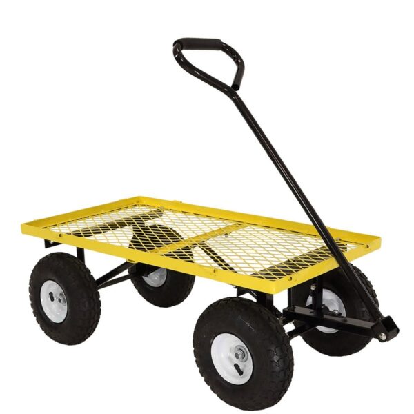 Heavy Duty Yellow Wheelbarrow Steel Log Garden Cart - Image 3