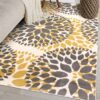 5' x 7' Grey Yellow Floral Woven Stain Resistant Polypropylene Area Rug - Image 3