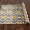 3'3" x 5' Grey Yellow Trellis Geometric Polypropylene Area Rug - Image 4