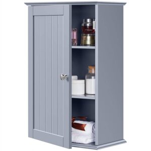 Gray 1-Door Wall Mounted Bathroom Medicine Cabinet Kitchen Storage Cupboard