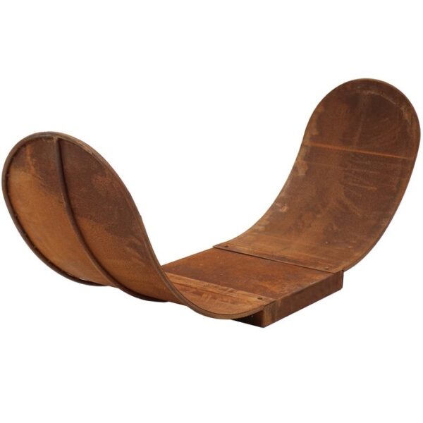 4 Ft. Rustic Indoor/Outdoor Corten Steel Firewood Log Storage Rack - Image 2