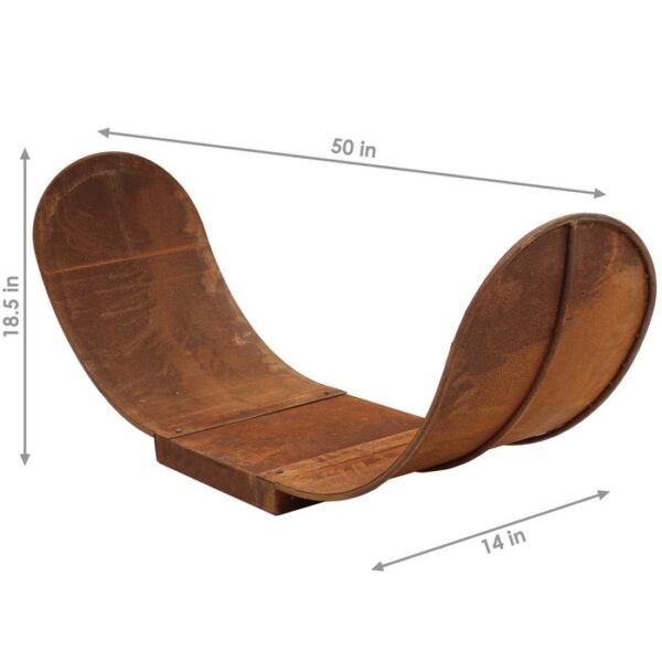 4 Ft. Rustic Indoor/Outdoor Corten Steel Firewood Log Storage Rack - Image 4