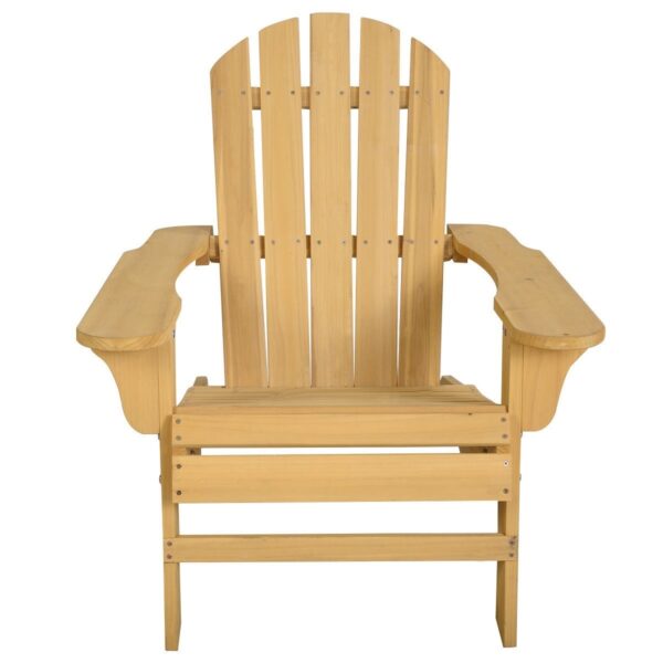 Yellow Wood Adirondack Chair for Patio Garden Outdoor - Image 2