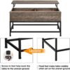 Modern Metal Lift Top Coffee Table Sofa Laptop Desk with Rustic Taupe Wood Top - Image 4