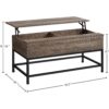 Modern Metal Lift Top Coffee Table Sofa Laptop Desk with Rustic Taupe Wood Top - Image 5