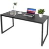 Black Metal Frame Wood Top Modern Home Office Laptop Computer Desk Writing Table - Image 2